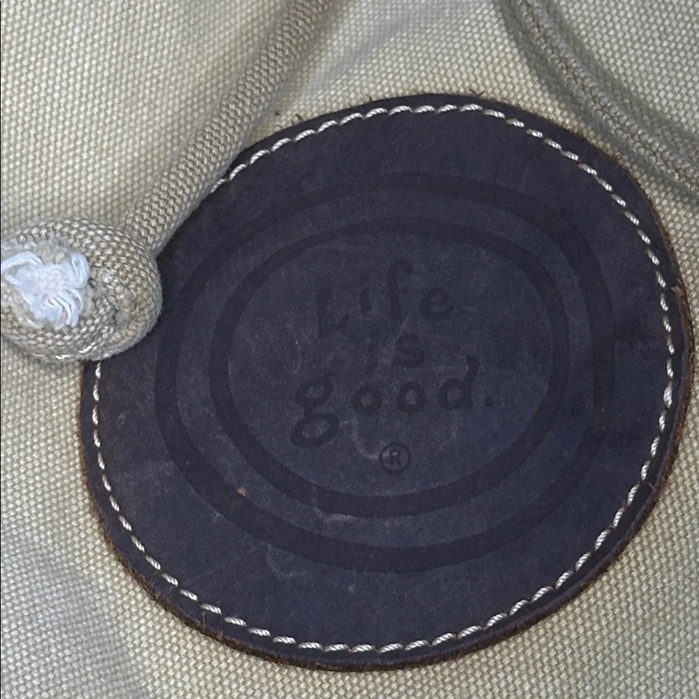 Life Is Good Mustard Canvas Bucket Bag with Leather Logo Patch